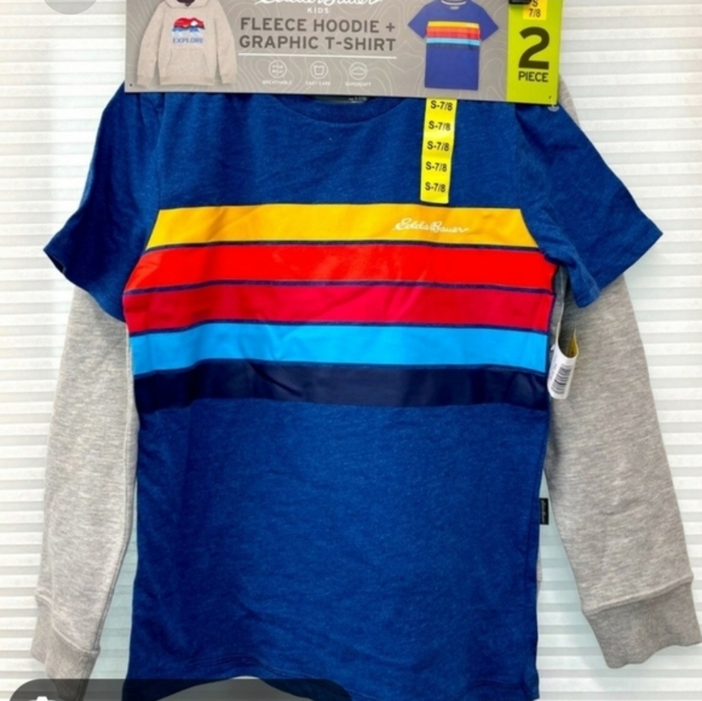 Small 7/8, Eddie Bauer Boys' 2-Pack Camo Hoodie & Tee